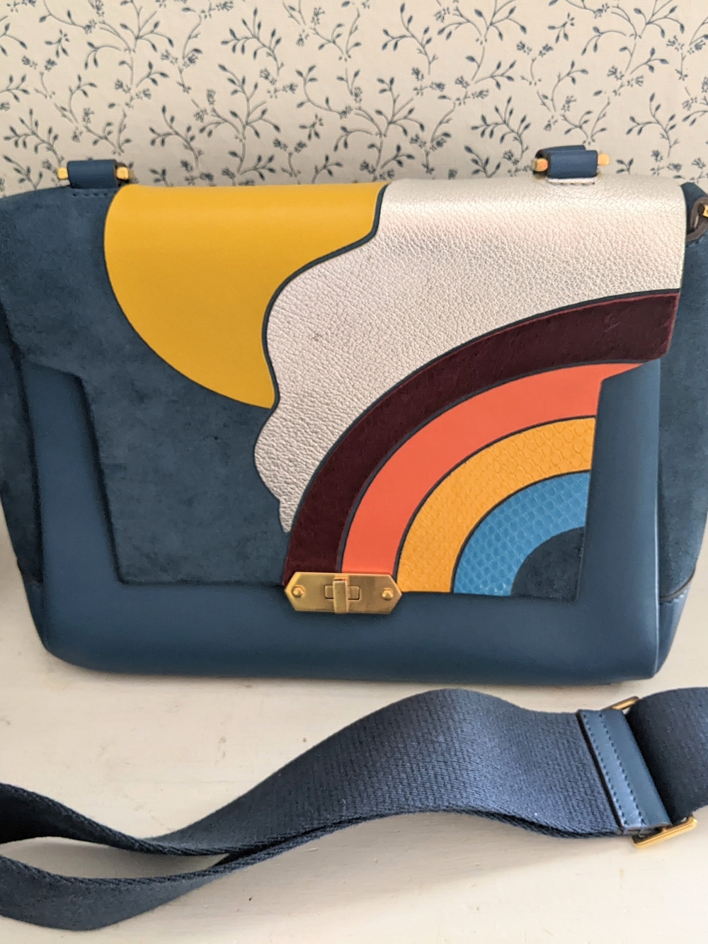Anya Hindmarch Silver Cloud Multi-Color Leather Crossbody Bag